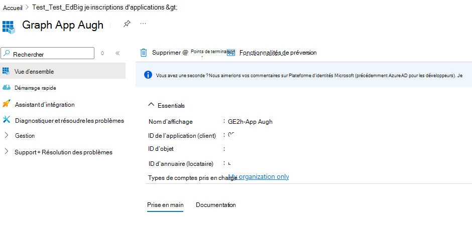 Capture d’écran de la page d’inscription de l’application.
