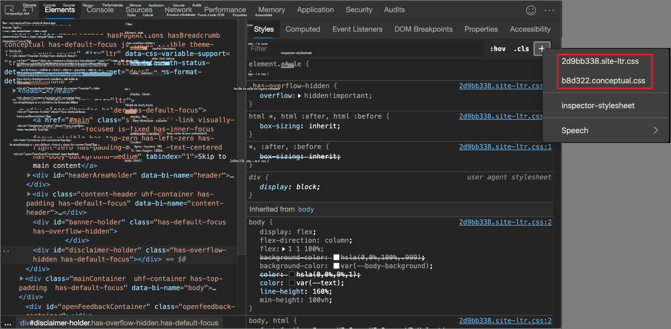 Sélection d’une feuille de style