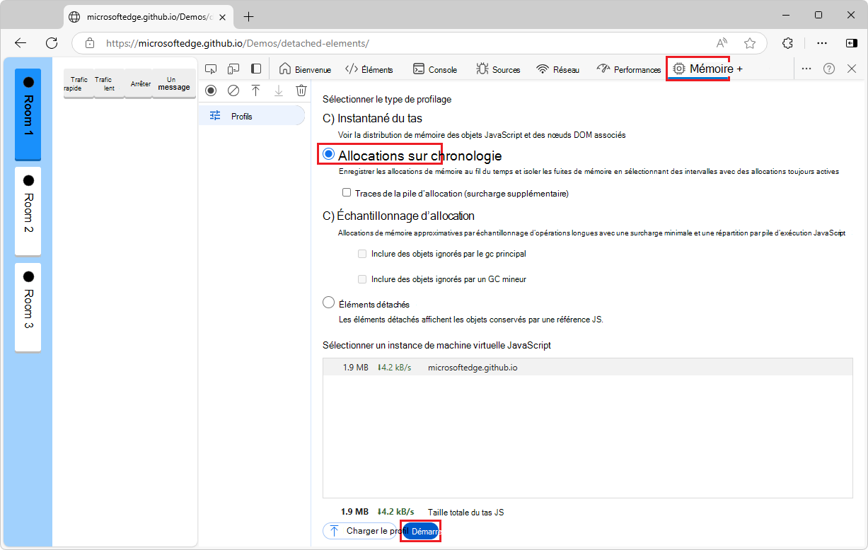 Ouvrir l’outil Mémoire