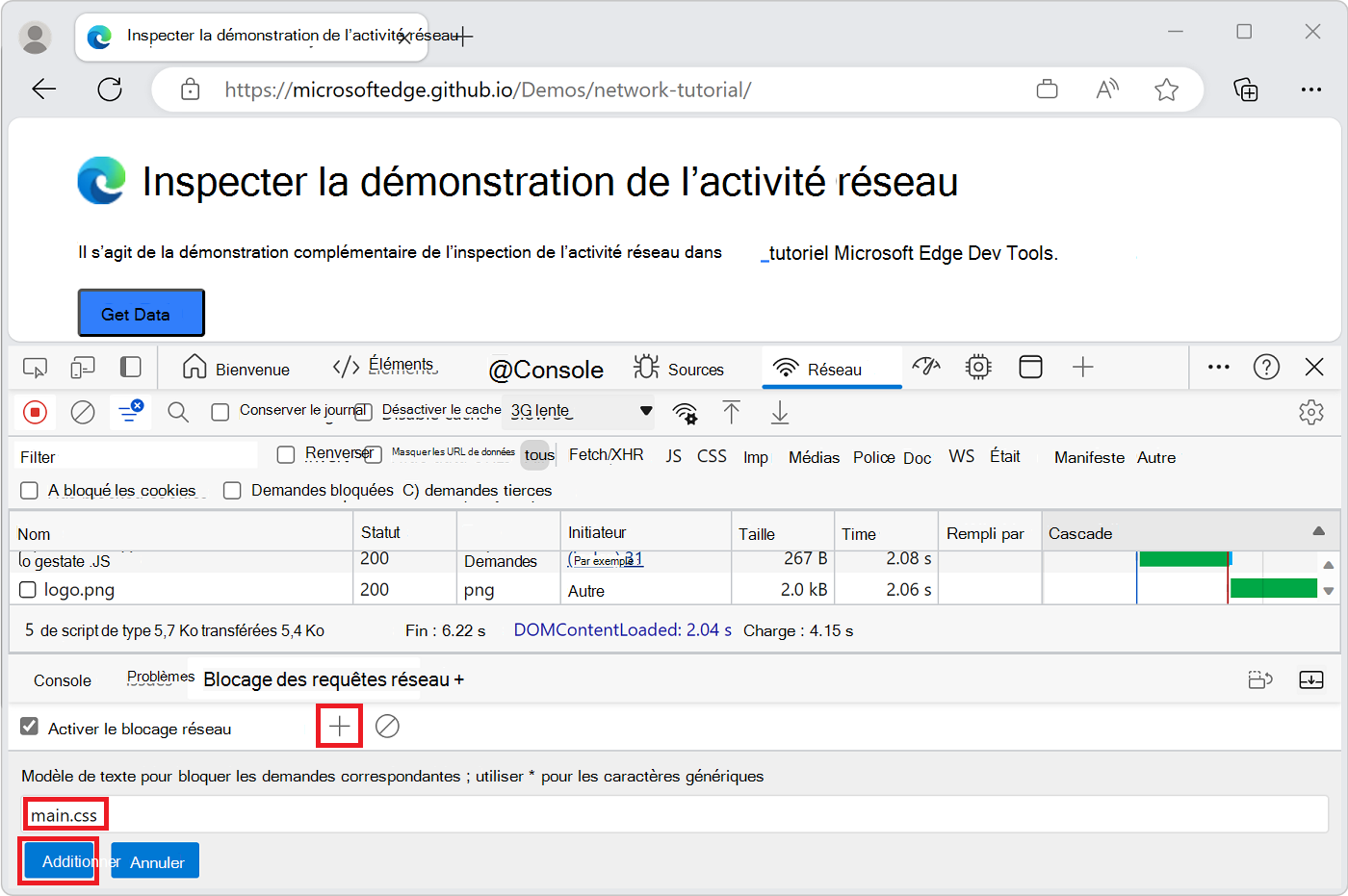 Blocage de « main.css »