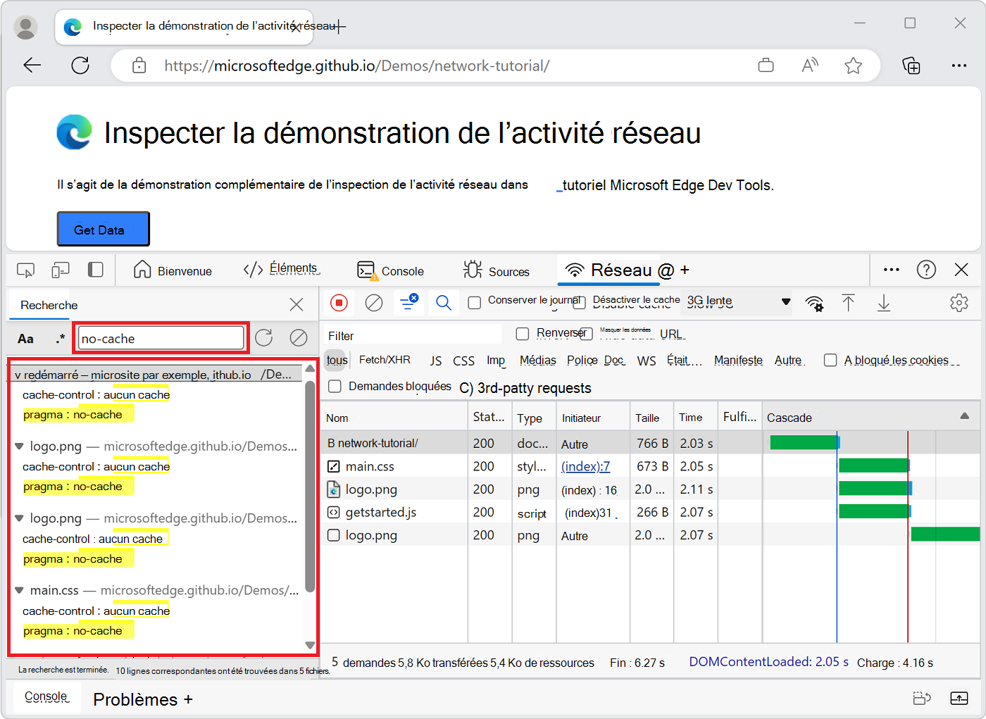 Résultats de la recherche sans cache