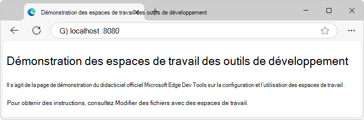 Démonstration des espaces de travail DevTools