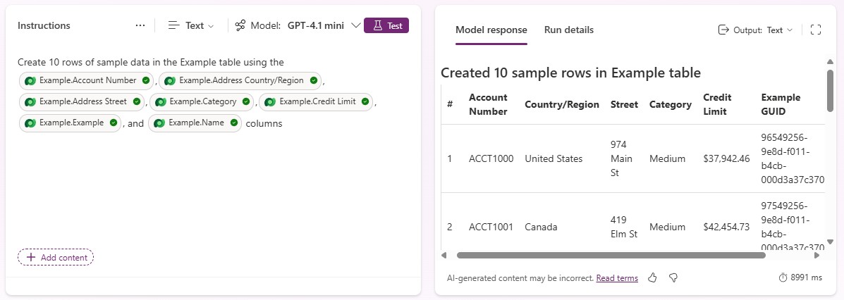 Invite conçue pour créer des exemples de données pour la table sample_example