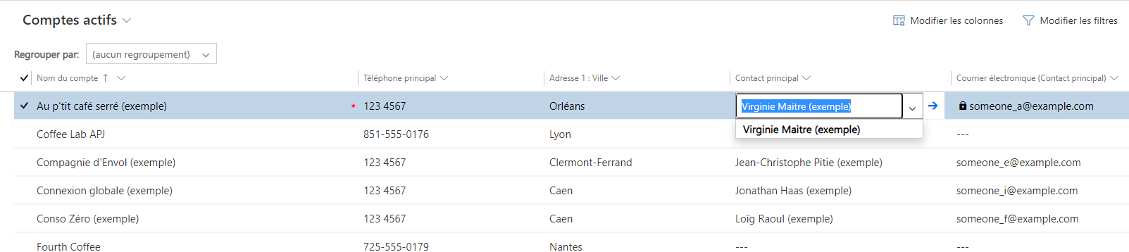 Contrôle de grille modifiable.