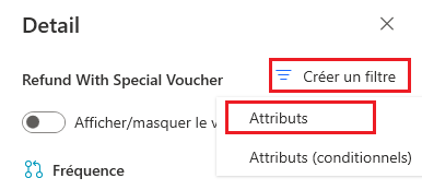 Capture d’écran du menu déroulant Créer un filtre.