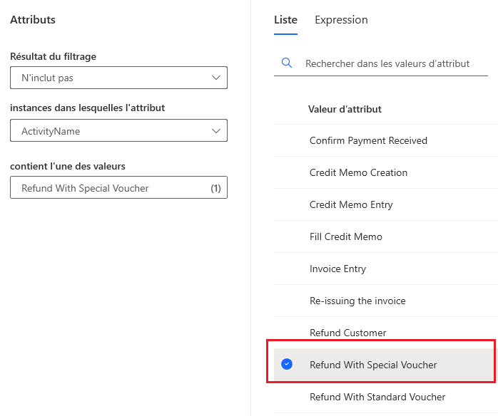 Capture d’écran de la création de la vue «&nbsp;Remboursement avec un bon spécial&nbsp;».