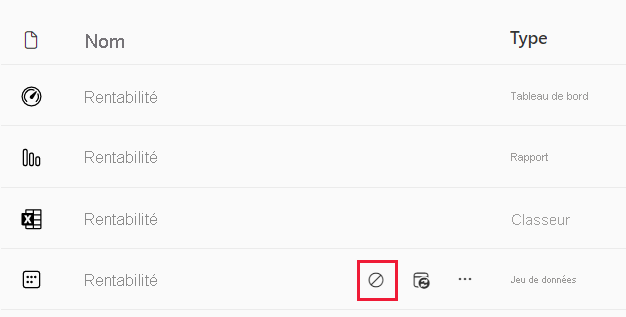 Capture d’écran de l’arrêt d’une actualisation du modèle sémantique.
