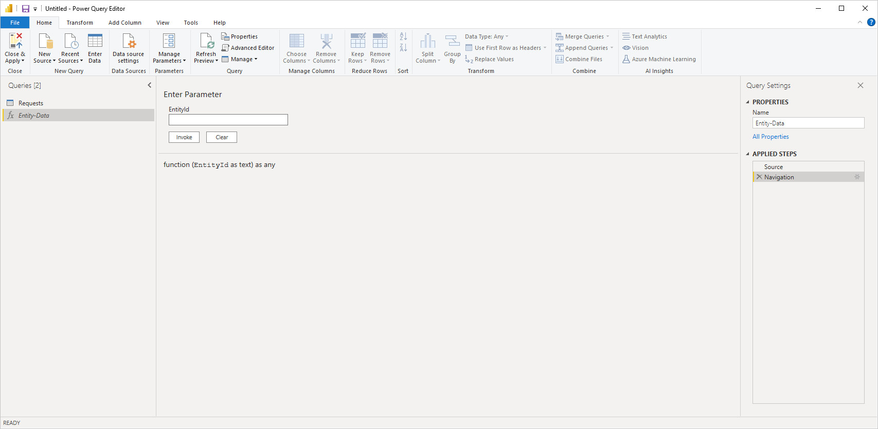 Chargez ou transformez des données dans Automy Data Analytics.