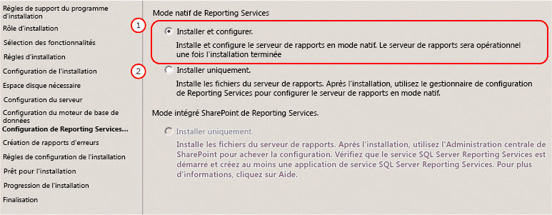 Configuration du mode natif de SSRS
