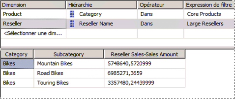 Volet Filtre contenant deux jeux nommés