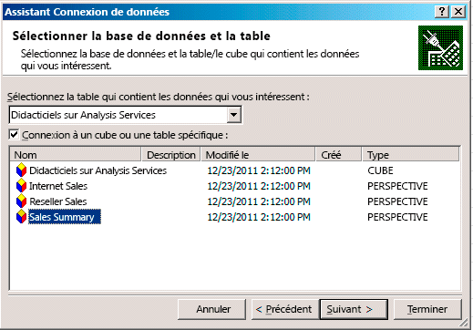 Assistant Connexion de données dans Excel