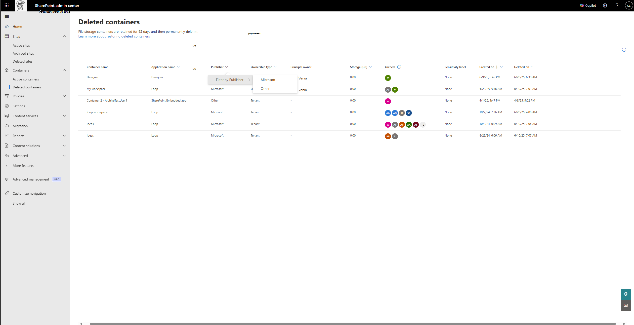  Filter_on_Delete de conteneur SPE