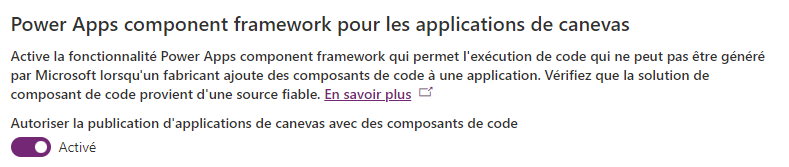 Capture d’écran montrant où activer les composants de canevas.