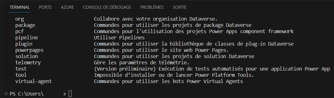 Capture d’écran illustrant une liste de commandes.