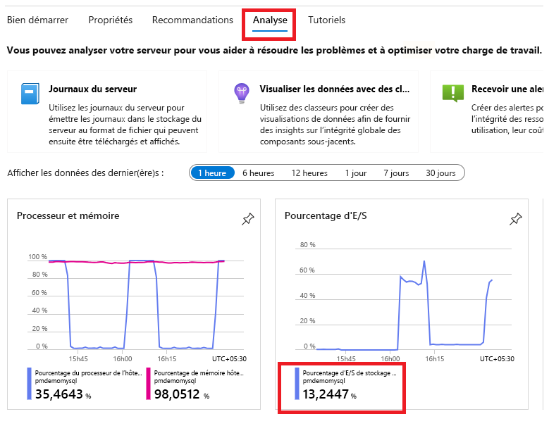 Capture d’écran de la surveillance du panneau Vue d’ensemble.