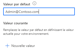 Capture d’écran de la valeur par défaut d’une variable d’environnement.