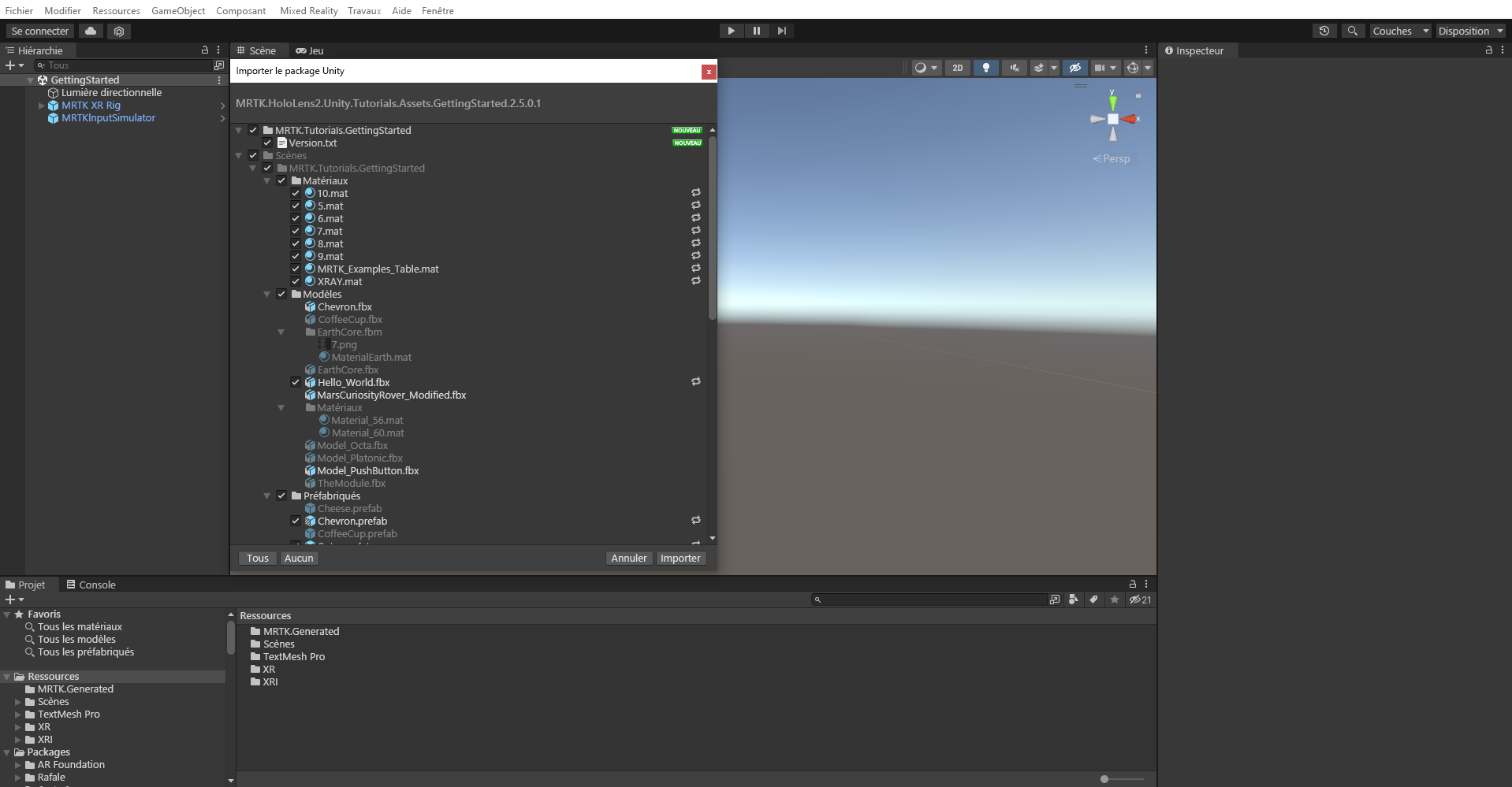 Capture d’écran montrant comment sélectionner toutes les ressources.