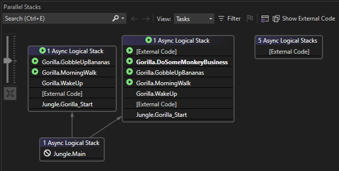 Capture d’écran de la vue Tâches après la deuxième F5.