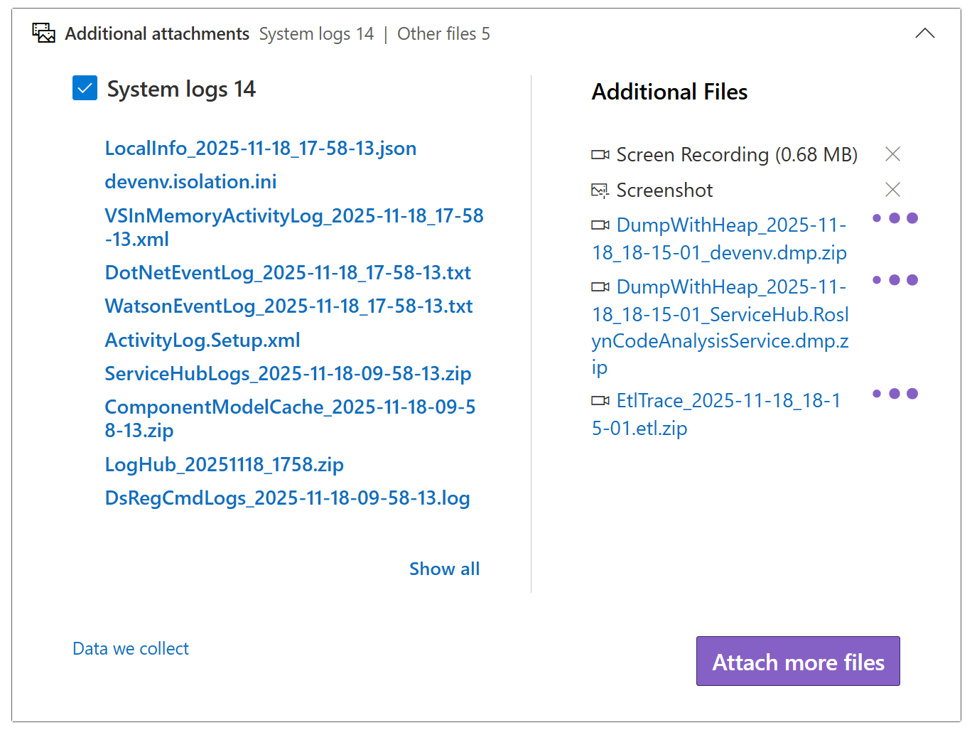 Capture d’écran montrant les fichiers joints.