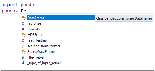 Achèvements Python pour le package pandas
