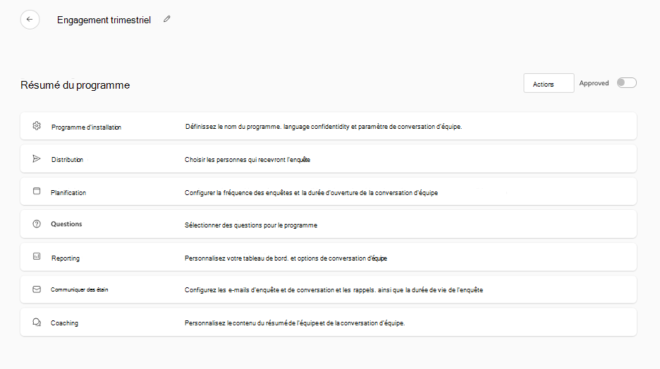 Capture d’écran montrant comment accéder à la configuration du programme à partir du résumé du programme.