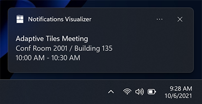 Capture d’écran d’une notification d’application avec trois lignes de texte. La ligne supérieure de texte est en gras.