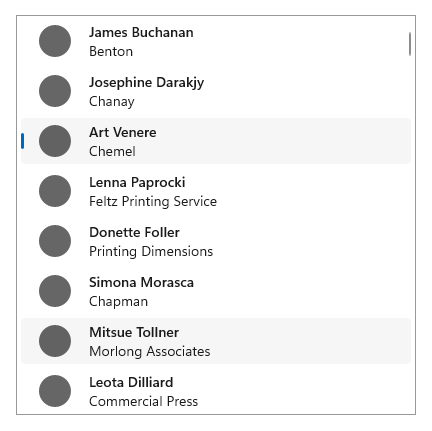 Affichage liste avec mode sélection unique