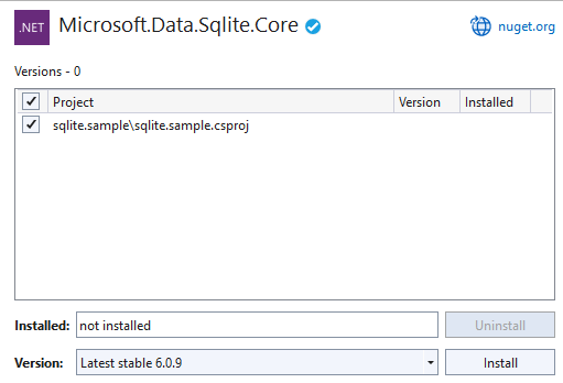 Package SQLite&nbsp;Core
