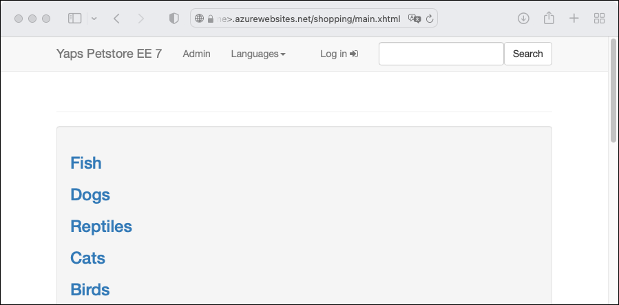 Azure App Service で実行されている Maven Hello World Web アプリのスクリーンショット。