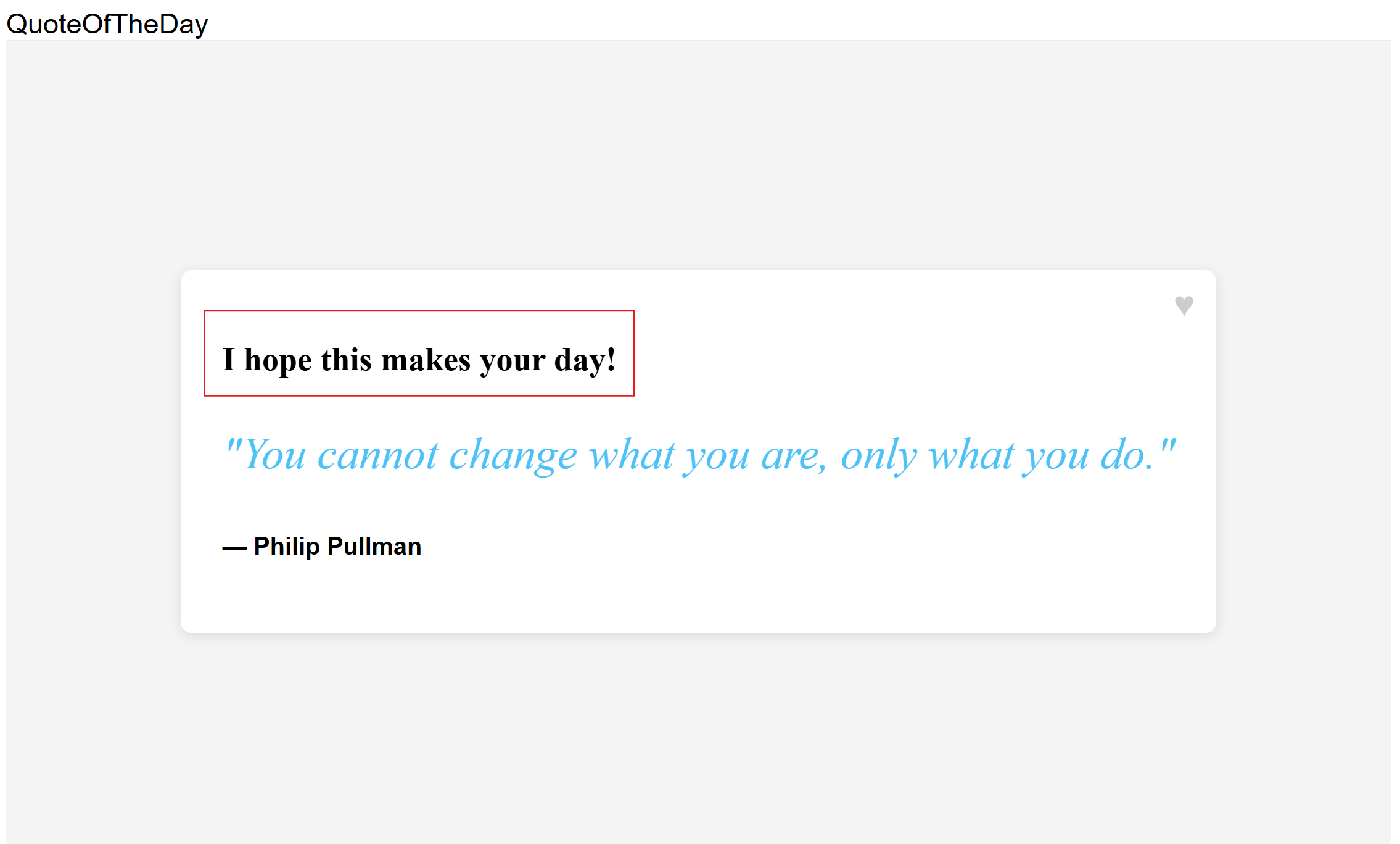 今日の名言アプリのスクリーンショットで、ユーザーに対する長いあいさつメッセージを表示している。