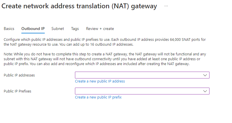 NAT Gateway のパブリック IP 情報を示すスクリーンショット。