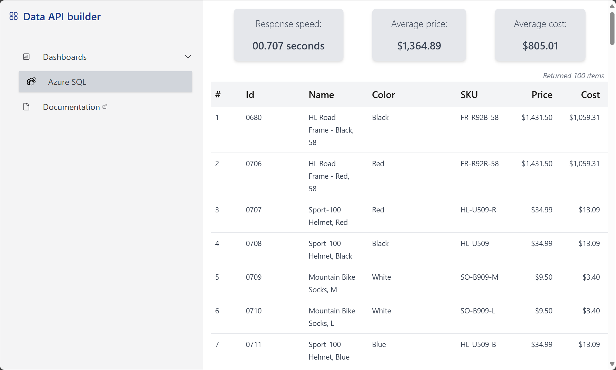 Azure Container Apps で実行中の Web アプリケーションのスクリーンショット。