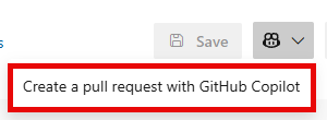 選択した GitHub メニュードロップダウンと、GitHub pull request を開始するオプションを示すスクリーンショット。