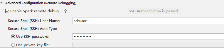 IntelliJ の詳細構成 (Spark のリモート デバッグの有効化)。