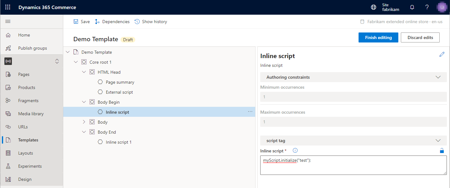追加された内部スクリプト モジュール。