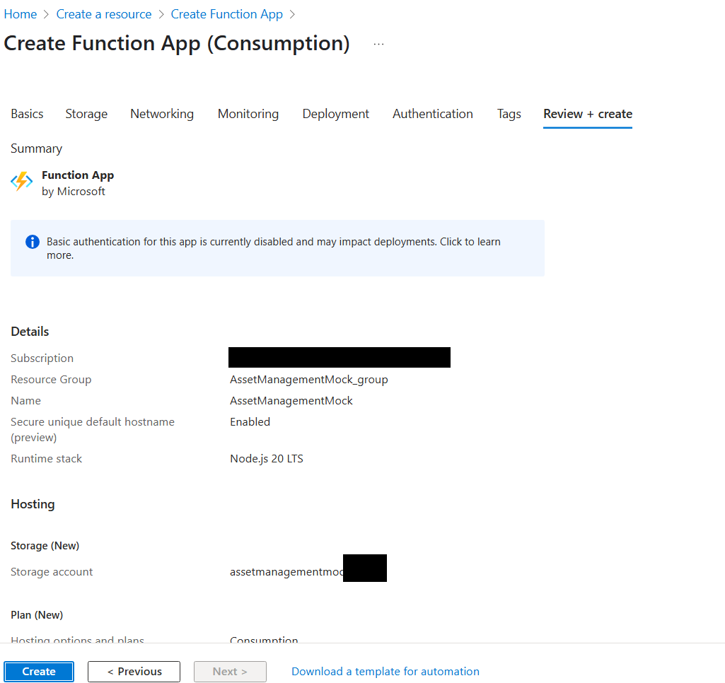 Azure で関数を作成する