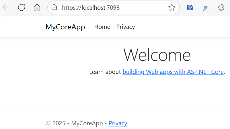 スクリーンショットは、ブラウザー ウィンドウに Web アプリのホーム ページを示しています。