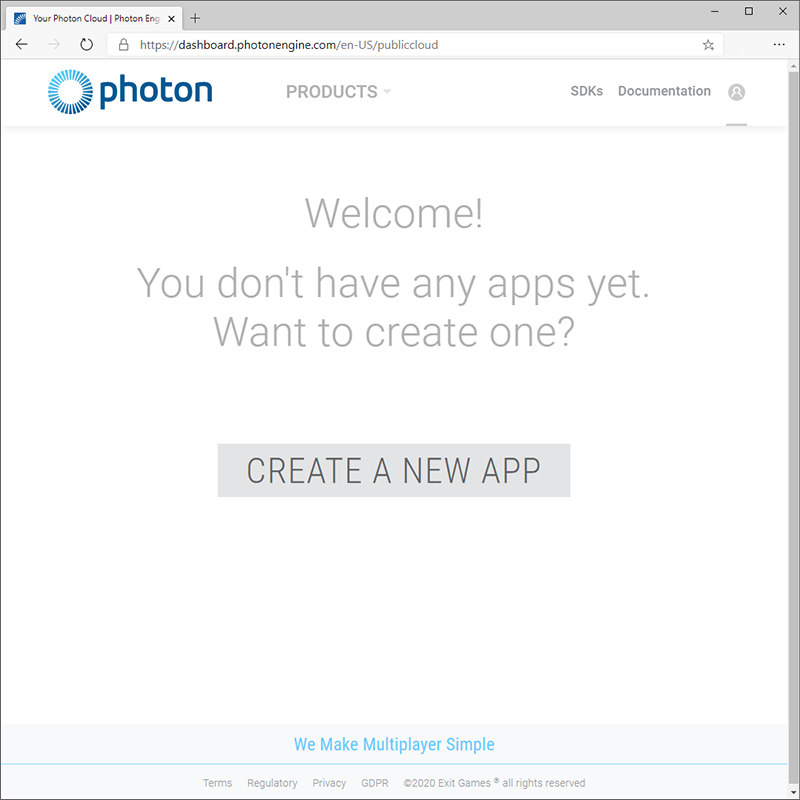 Photon ダッシュボードのウェルカム ページ
