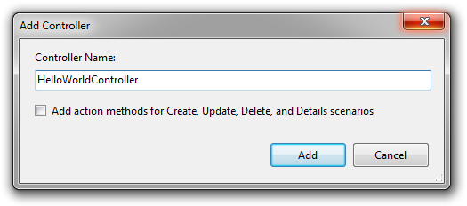 컨트롤러 추가 대화 상자