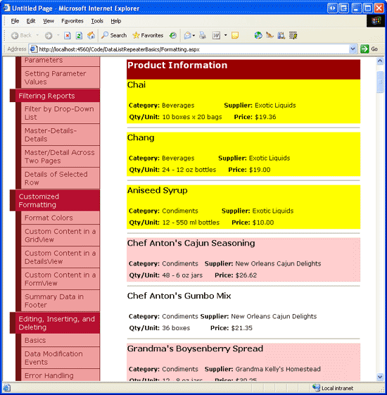 전체 제품 항목이 $20.00 미만의 제품에 대해 강조 표시됨