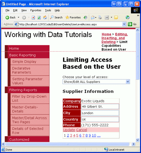 모든 공급업체 정보를 볼 수 있으며 해당 주소가 업데이트됨