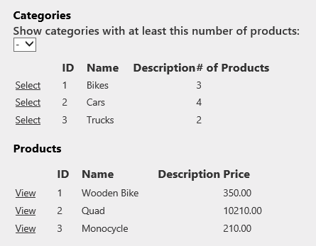 선택한 범주의 제품 표시 선택한 범주의 제품 표시