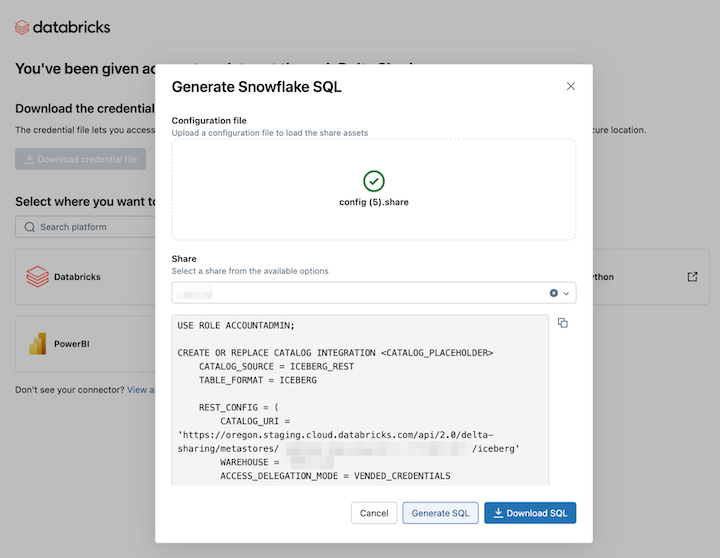 Snowflake에 대한 SQL 명령 생성