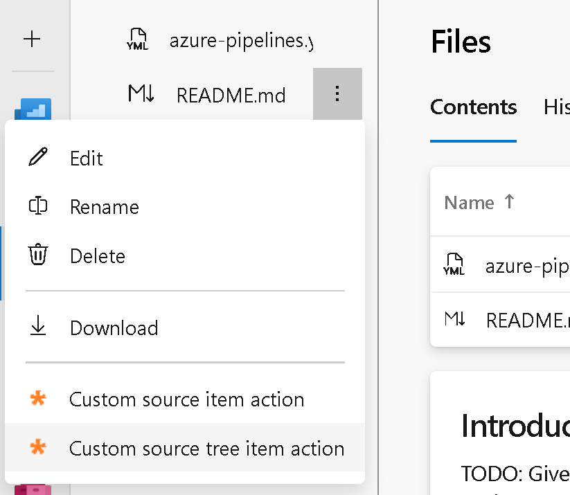 repos 항목 트리 작업의 스크린샷.