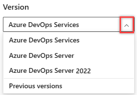 Azure DevOps 콘텐츠 버전 선택기에서 버전을 선택합니다.