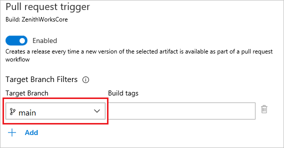대상 분기를 선택하는 방법을 표시하는 스크린샷