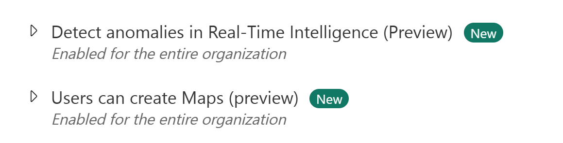 관리 포털에서 미리 보기 항목을 사용하도록 설정하는 스크린샷