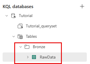 RawData 테이블을 포함하는 Bronze 하위 폴더의 스크린샷