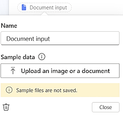 입력 이름을 변경하고 샘플 데이터를 업로드하는 스크린샷.