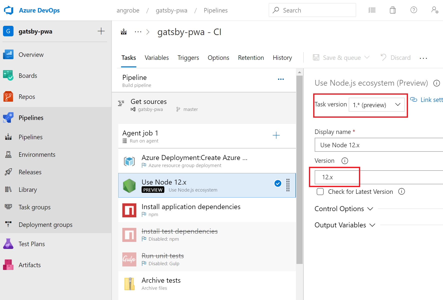 Node.js 12.x로 업데이트